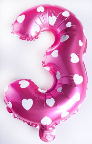 Balon 40cm Cyfra Róż 3