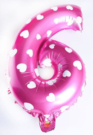 Balon 40cm Cyfra Róż 6