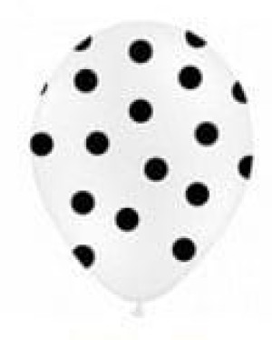Balony Lateksowe 12" 5szt Białe W Grochy C1a