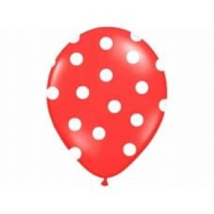 Balony Lateksowe 12" 5szt Czerwone W Grochy C1a