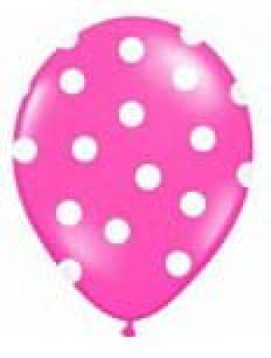 Balony Lateksowe 12" 5szt Różowe W Grochy C1a
