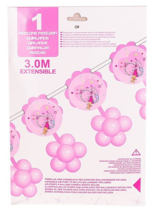 Girlanda Z Balonami 3m Roczek Różowa
