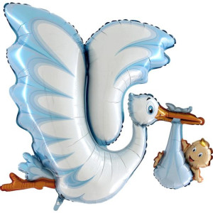 Balon Grabo 53" Bocian Z Dzieckiem Niebieski