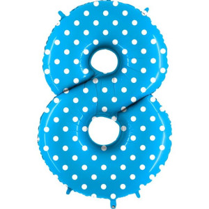 Balon 102cm Cyfra Niebieska Kropki 8