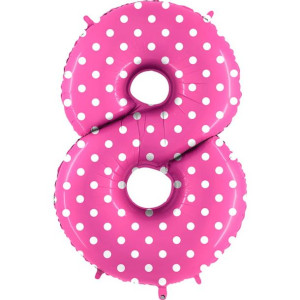 Balon 102cm Cyfra Różowa Kropki 8