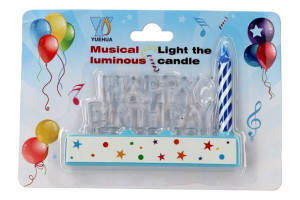 Świeczka Urodzinowa Happy Birthday Świecąca Z Muzyką Niebieska