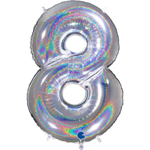 Grabo Balon 102cm Cyfra Srebrna Holograficzna 8