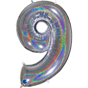 Grabo Balon 102cm Cyfra Srebrna Holograficzna 9