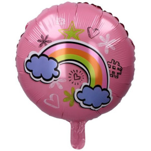 Balon 18"różowy Z Tęczą