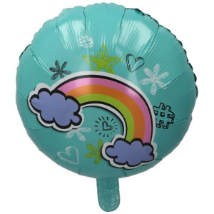 Balon 18"pastelowy Zielony Z Tęczą