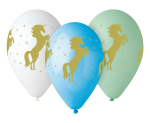 Godan Balon Złoty Jednorożec 13",opak 5szt
