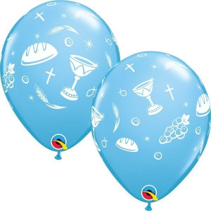 Balony Pierwsza Komunia Communion Elements Niebieskie 25szt