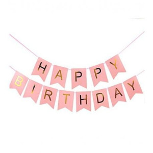 Girlanda Transparent Różowo Złota 2m Happy Birthday 2m
