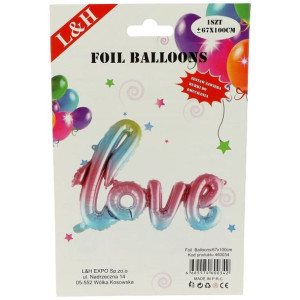 Balon Napis Love Tęczowy Ombre 67x100cm