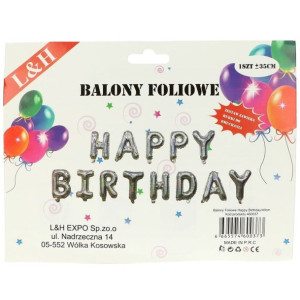 Balon Happy Birthday Srebrny Holograficzny Mega Duży