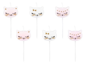 Świeczki Urodzinowe Kotek,mix,2cm,opak.6szt