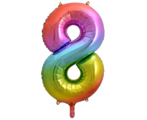 Balon Foliowy Cyfra 8 Tęczowa ,85 Cm