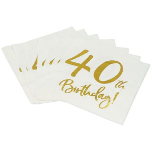 Serwetki Papierowe 33x33cm 10szt Złote 40 Th Birthday!