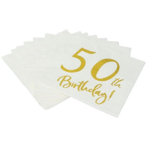Serwetki Papierowe 33x33cm 10szt Złote 50 Th Birthday!