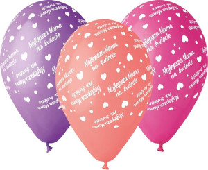 Balony Pastelowe Najlepsza Mama 5szt Dzień Matki