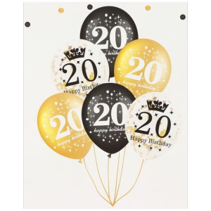 Balon Lateksowy 12" Happy Birthday 20 Z Konfetti Opak 6szt
