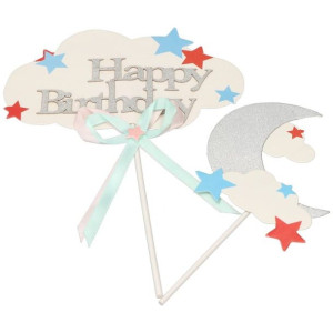 Piker Na Tort Happy Birthday Księżyc Brokat Opak 2szt