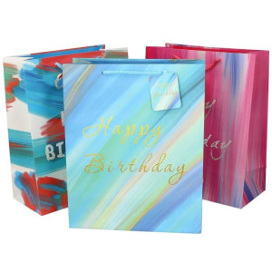 Torebka Prezentowa Ozdobna Happy Birthday 32x26x13cm Opak 12szt