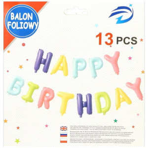 Zestaw Balonów Kolorowych Happy Birthday Napis