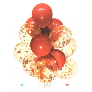 Balony Lateksowe Zestaw Czerwony Ze Złotym Konfetti 10szt