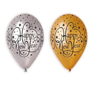 Balony Lateksowe Happy New Year 2 Kolory 6szt