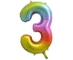Balon Foliowy Cyfra 3 Tęczowa ,85 Cm