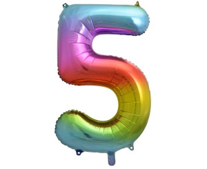 Balon Foliowy Cyfra 5 Tęczowa ,85 Cm