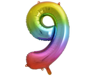 Balon Foliowy Cyfra 9 Tęczowa ,85 Cm