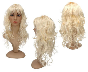 Peruka Długa Kręcona Jasny Blond