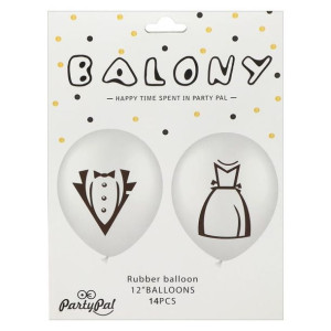 Balony 12"smoking Suknia Ślubne Opak 14szt