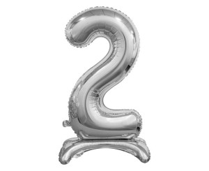Balon Foliowy Cyfra 2, Stojąca,b&c 74 Cm ,srebrna