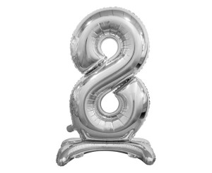 Balon Foliowy Cyfra 8, Stojąca,b&c 74 Cm ,srebrna
