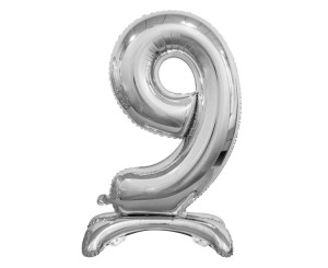 Balon Foliowy Cyfra 9, Stojąca,b&c 74 Cm ,srebrna