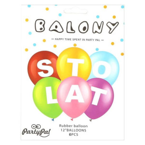 Balony 12"sto Lat Kolorowe Opak 6szt