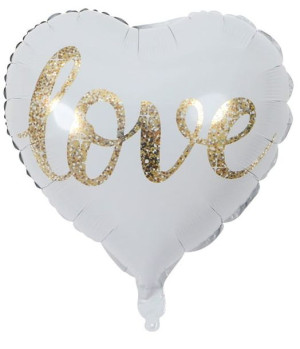 Balon Foliowy 45cm Serce Białe Love