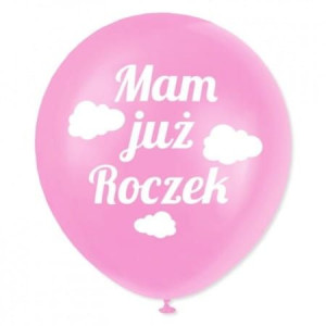 Balon Lateksowy 12"mam Już Roczek Rózowy 100szt