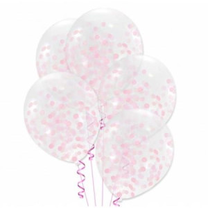 Balon Lateksowy 30cm Przezroczysty Z Różowym Konfetti 100szt