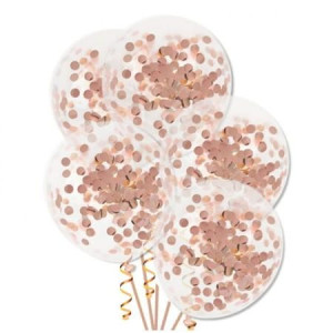 Balon Lateksowy 30cm Przezroczysty Z Konfetti Gold Rose100szt