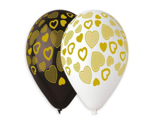 Balony Premium Złote Serca 13" 5szt