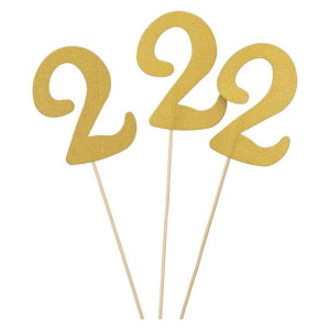 Topper Na Tort Brokatowy Złota 2 3szt