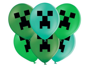 Balony Lateksowe Minecraft Pixel 12" Zielone 12szt