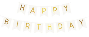 Girlanda Biała Happy Birthday 2m