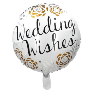 Balon 18" Wedding Wishes Biało Z Łoty