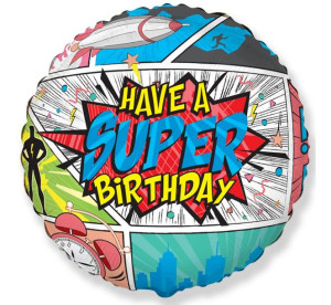 Balon Foliowy 18" Super Birthday Comic