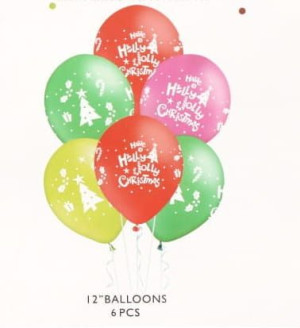 Balony Lateksowe Świąteczne Jolly Christmas 6szt